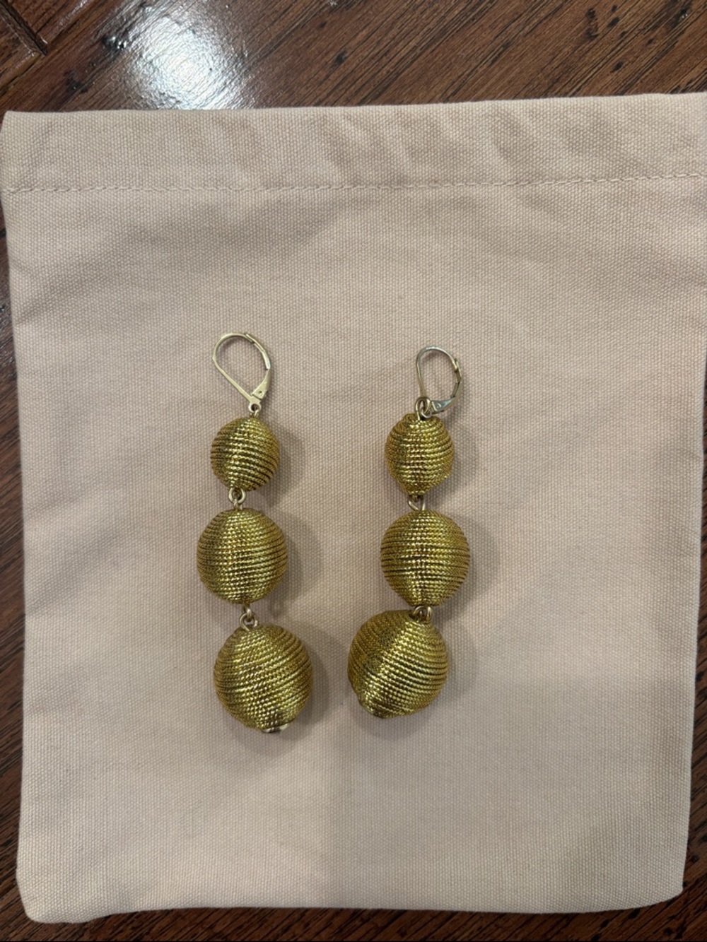 J. Crew Gold Triple-Textured Bead Drop Earrings